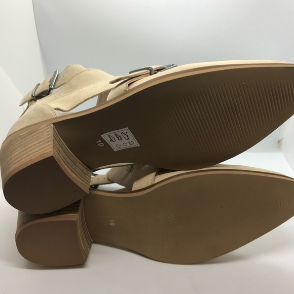 Crevo Leather Strappy Shootie Size 10 Zipper Back Block Heels JESSAMINE Bone - Picture 6 of 10